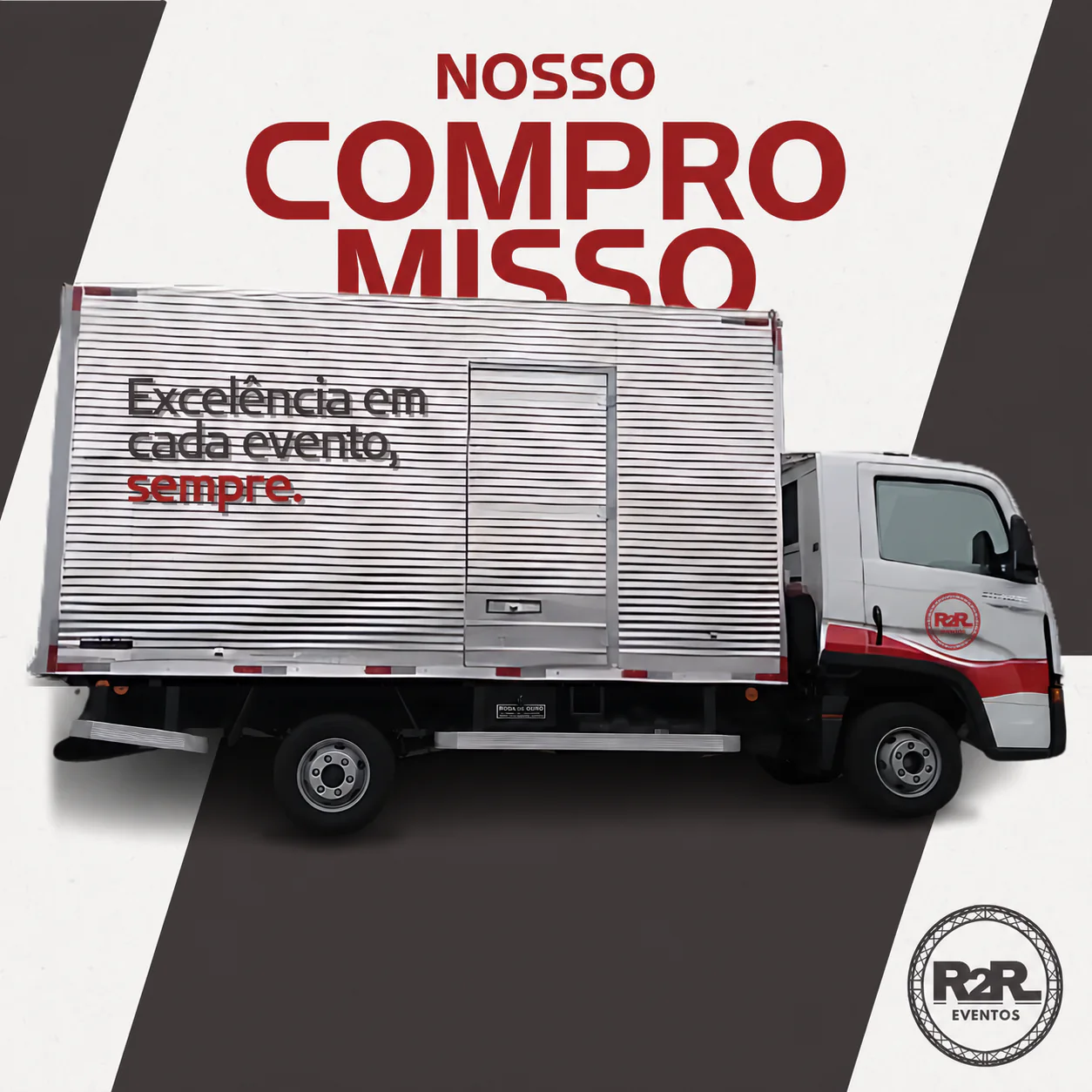Caminhão da frota própria da R2R Eventos