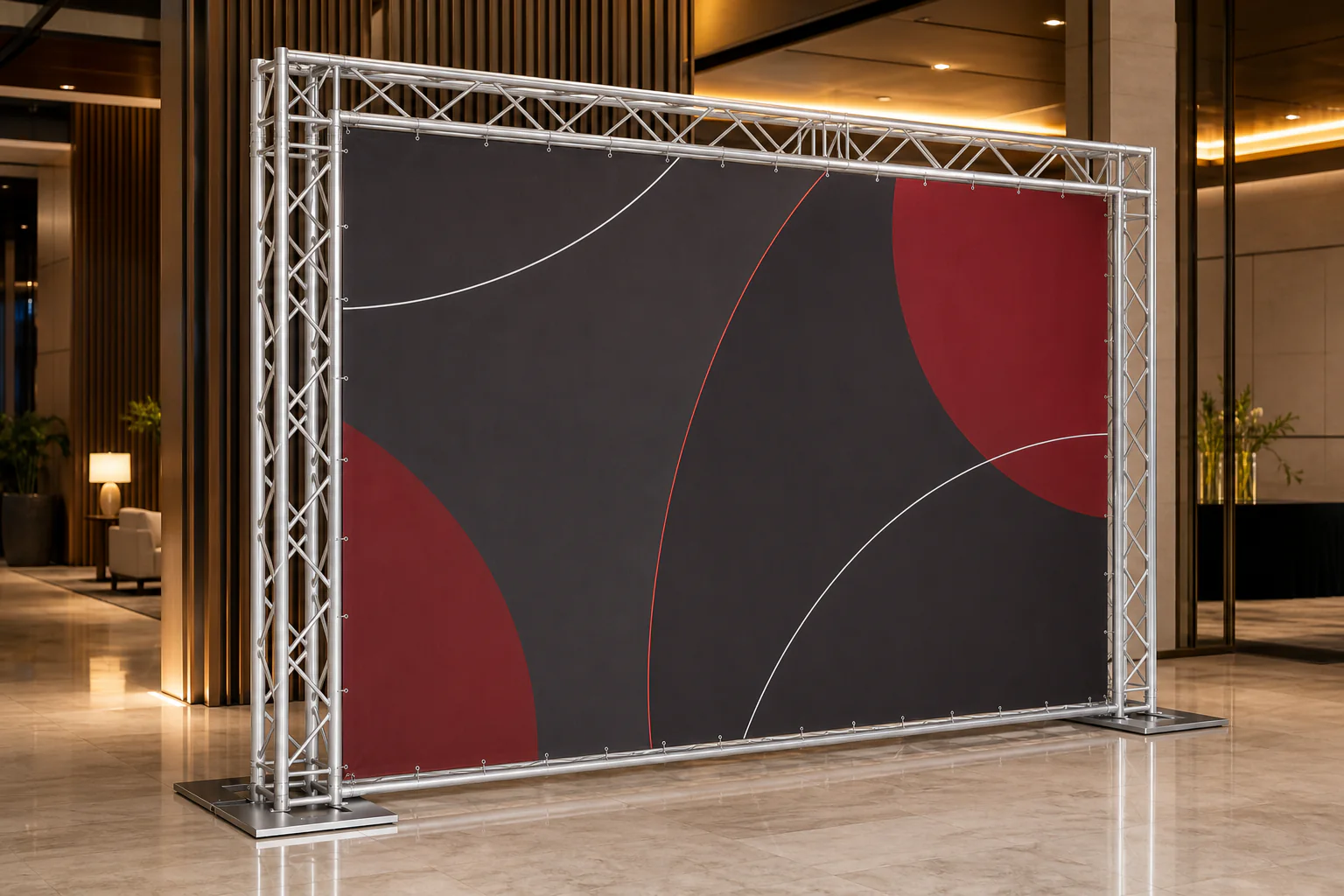 Backdrop em contexto profissional de evento